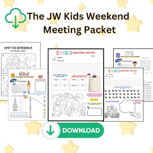 Jw Kids Weekly Study Workbook for weekend Meetings,  JW Kids Meeting Worksheets, for 5-12 years old,  PDF File, Watchtower Kids Activity