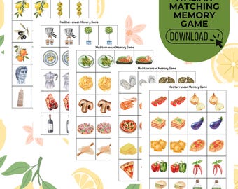 Italian Matching Game Printable  100 Cards (50 Pairs) Italian Food, Landmarks & Culture Memory Game | Digital Download for Kids  Family Fun
