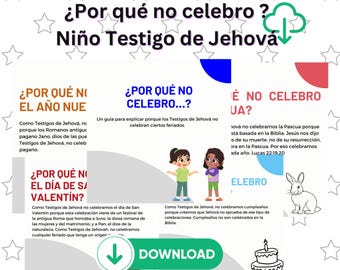 SPANISH JW Belief Explanation Cards for Jw Kids, 14 Jehovah's Witness Note Card on Holidays, JW Kids Holiday Cards for School or Friends