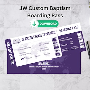 Canva-sjabloon voor JW Custom doop afdrukbare instapkaart, digitale downloadsjabloon voor aangepaste doop instapkaart voor JW