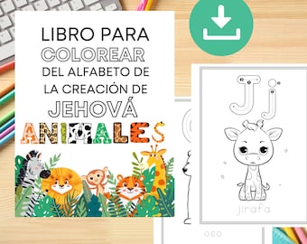 Spanish JW Kids Alphabet of Creation Animal Coloring Book, JW Meeting Activity Book, JW Coloring Pages, Printable Coloring Book, Kids Abc
