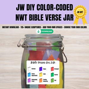 Versículos bíblicos de JW para emociones y sentimientos Frasco de escrituras Léame cuando Versículos bíblicos Versículos bíblicos codificados por colores Descarga digital Regalo JW Pioneer