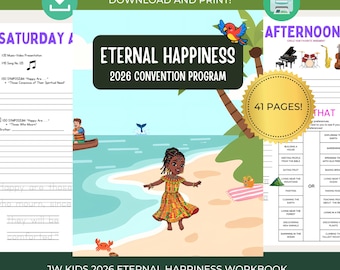 Cahier d'activités JW Eternal Happiness Kids à imprimer pour la Convention régionale 2026 Eternal Happiness Cahier JW Kids Convention 2026