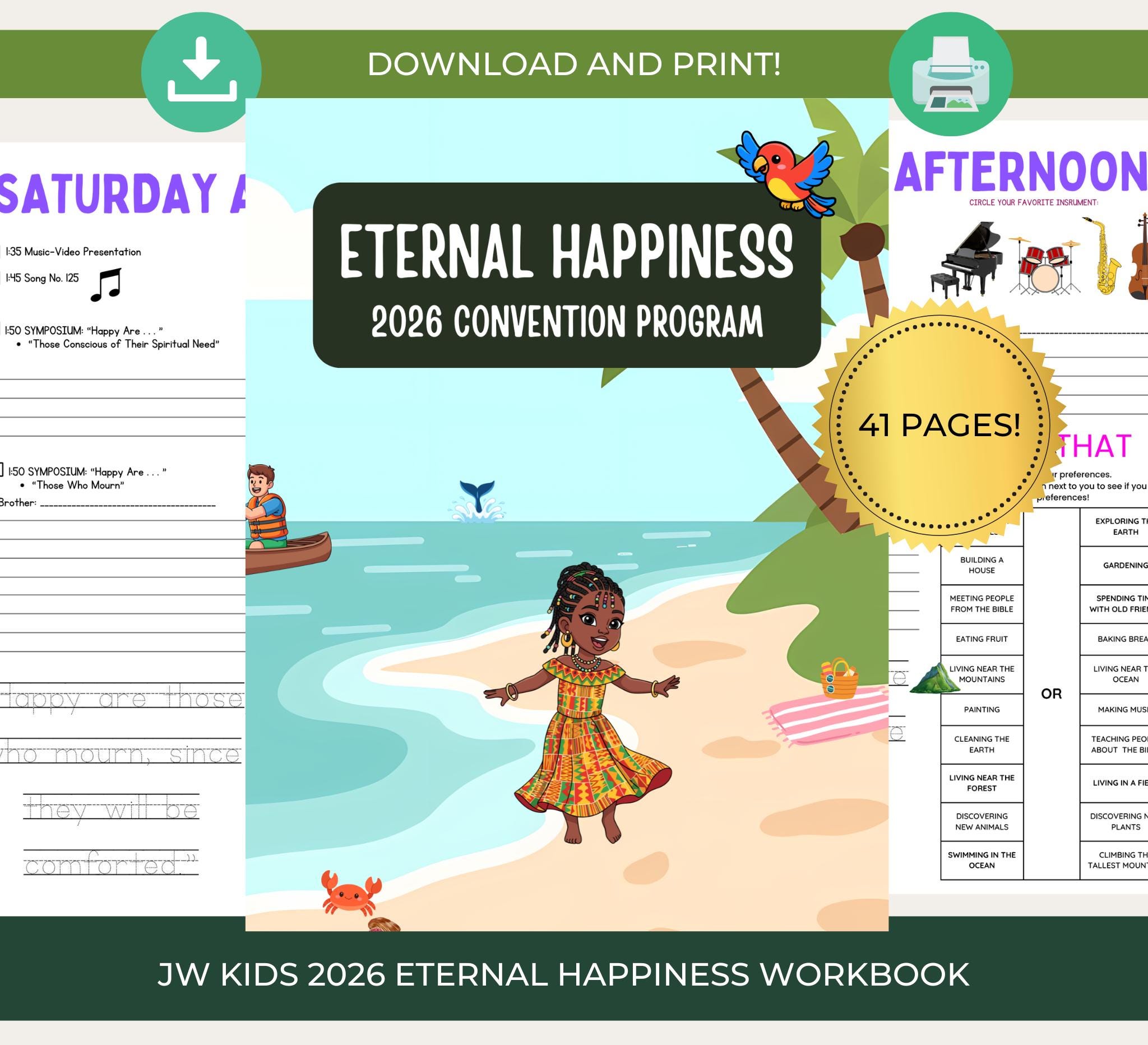 JW Eternal Happiness Kids PRINTABLE Activity Book for 2026 Regional ...