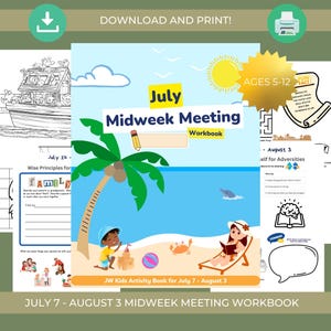 July 2025 Midweek Meeting Study Workbooks for KW Kids Printable Activity Book JW Kids Jw Kids activity book for May meetings printable JW