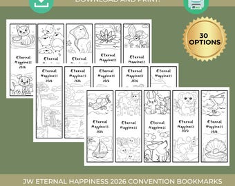 2026 JW Convention Eternal Happiness Printable Bookmarks, JW 2026 Convention Gifts, JW Kids Activity, Kids Activities Coloring Jw Kids