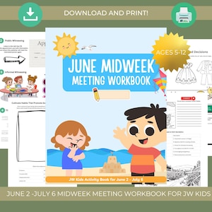 June 2025 Midweek Meeting Study Workbooks for KW Kids Printable Activity Book JW Kids Jw Kids activity book for May meetings printable JW