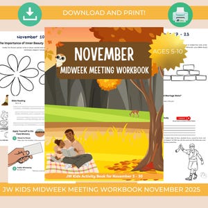 Cahiers d&#39;exercices pour réunions en milieu de semaine de novembre 2025 pour enfants KW Cahier d&#39;activités imprimable JW Kids Cahier d&#39;activités Jw Kids pour les réunions de novembre