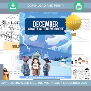 Décembre 2025 Cahiers d&#39;exercices pour réunions en milieu de semaine pour enfants KW Cahier d&#39;activités imprimable JW Kids JW Kids pour réunions