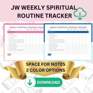 JW Weekly Spiritual Routine Tracker and Checklist for JW Kids JW Adults Jw Gift Jehovah&#39;s Witness Pioneer Jw Homeschool Activity Jw gift