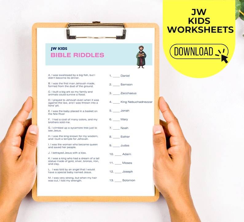 Bible Riddles for Kids Printable | JW Family Worship Activity ...