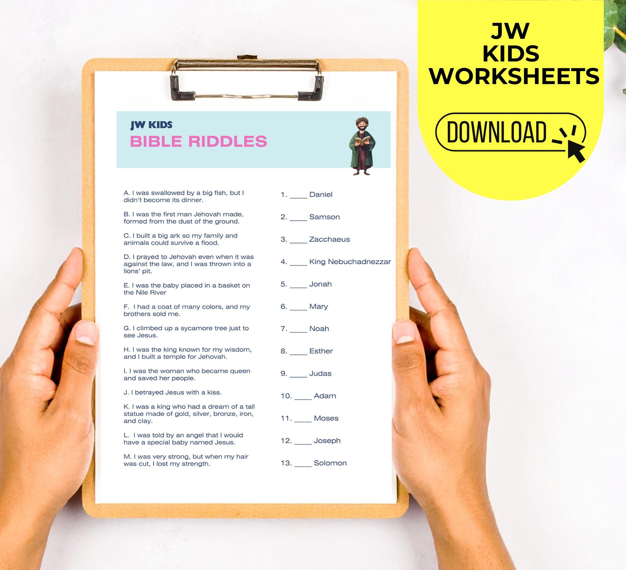 Biblical Kid Riddles Bible Riddles for Kids Printable | JW Family Worship Activity ...