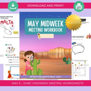 May 2025 Midweek Meeting Study Workbooks for KW Kids Printable Activity Book JW Kids Jw Kids activity book for May meetings printable JW