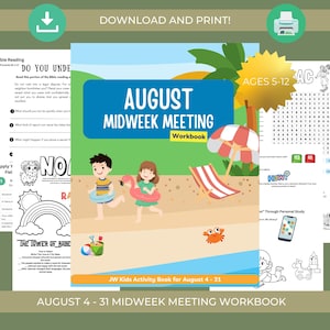 August 2025 Midweek Meeting Study Workbooks for KW Kids Printable Activity Book JW Kids Jw Kids activity book for Aug meetings printable JW