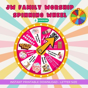 JW Download Printable Family Worship Night Idea Wheel  JW Games for Kids Jw Kids Activities Jw Gifts for Jw Family Worship Ideas