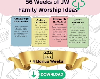 JW One Year Family Worship Idea 56 Printable  Family Worship Cards JW Instant Download JW Games for Kids Jw Kids Activities Jw Gifts for Jw