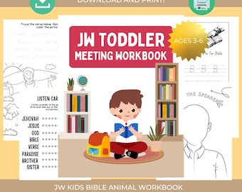 JW Toddler Meeting Workbook – Printable Quiet Time Activities for JW Kids Jehovah’s Witness Quiet Activity JW Busy Book for Toddlers
