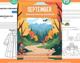 September 2026 Midweek Meeting Study Workbooks for JW Kids Printable Activity Book JW Kids Jw Kid activity book for Meetings