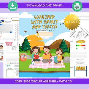 JW Kids 6-12 yrs - &#39;Worship with Spirit and Truth Circuit Assembly Jw Notebook and Activity Book PDF Digital Download Assembly with CO