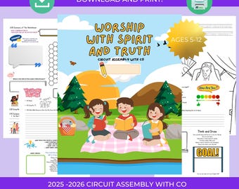 JW Kids 6-12 yrs - 'Worship with Spirit and Truth Circuit Assembly Jw Notebook and Activity Book PDF Digital Download Assembly with CO