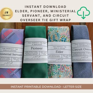 JW Printable Tie Gift Label Jw Gift Ideas for Elder DIY Tie Gift Label for Jw Pioneer Gift for Jw Elder, Gift for Circuit Overseer