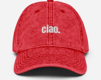 Ciao Bestickte Vintage Baumwoll-Twillmütze, Ciao Dad Hat, Ciao Hut, Reisehut, Gestickter Dad-Hut