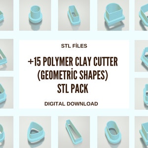 Geometric Polymer Clay Cutters STL pack - Clay Cutter stl files, 3d printing, 3d models, 3d printer, 3d printed, 3d print, Cookie Cutter
