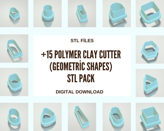 Geometric Polymer Clay Cutters STL pack - Clay Cutter stl files, 3d printing, 3d models, 3d printer, 3d printed, 3d print, Cookie Cutter