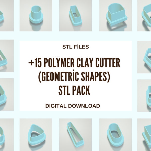 Geometric Polymer Clay Cutters STL pack - Clay Cutter stl files, 3d printing, 3d models, 3d printer, 3d printed, 3d print, Cookie Cutter