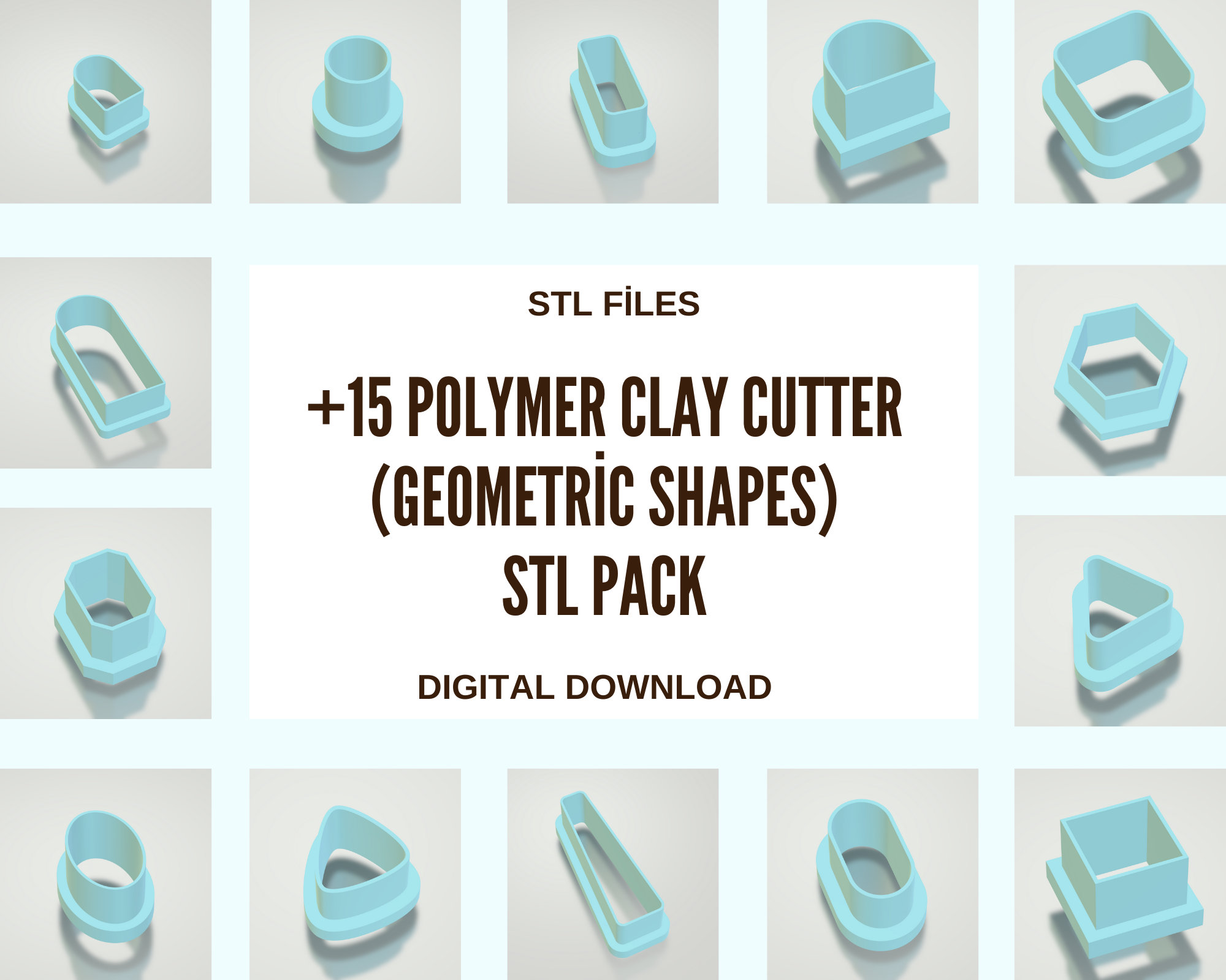 Geometric Polymer Clay Cutters STL Pack - Clay Cutter Stl Files, 3d ...