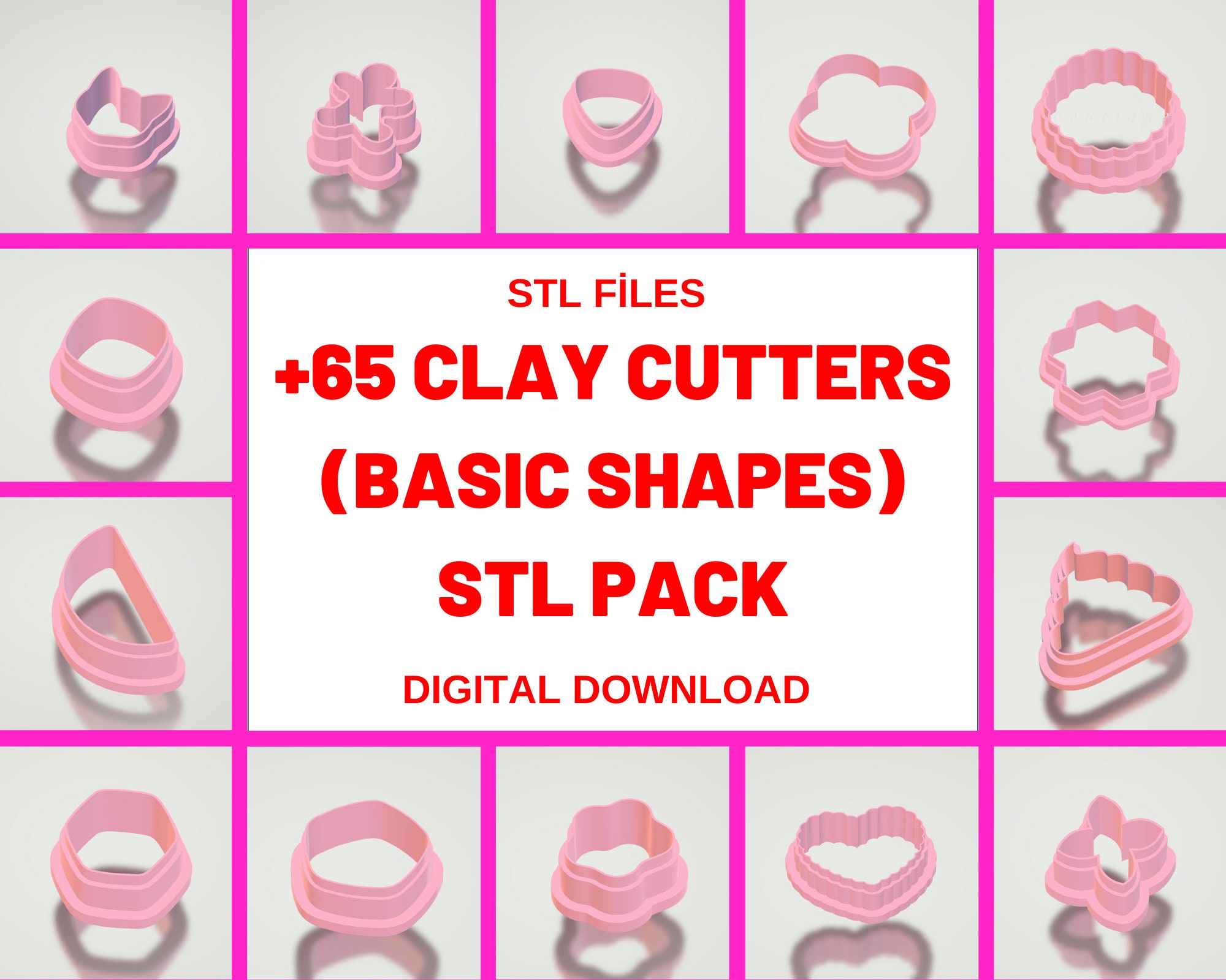 ArtCute 24pcs polymer clay earring cutters - 10 shape clay cutters