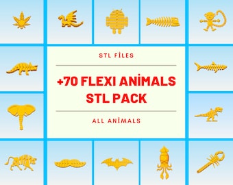 3d Flexi animal collection STL pack files - stl file, stl package, 3d printing, 3d models, 3d printer, flexi toy, 3d print, funny stl, stl