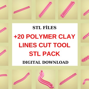 Polymer Clay Lines Cut Tool STL PACK -Stripe tool Clay Cutter, 3d printing, 3d models, zig zag cutting tool, 3d printed, 3d print, Printable