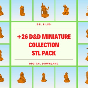 May include: A collection of 26 orange 3D printed Dungeons & Dragons miniatures. STL FILES +26 D&D MINIATURE COLLECTION STL PACK DIGITAL DOWNLAND