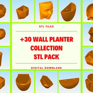 Wall planter collection for 3d printing - stl file, stl package, 3d printing, 3d printed, 3d models, 3d printer, wall decor, miniature,