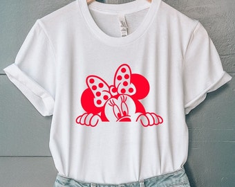 Minnie Peeking, Mickey und Minnie Peeking, Mickey Minnie Peeking, Minnie und Mickey Peeking, Disney Tshirt, Disney Character Tee