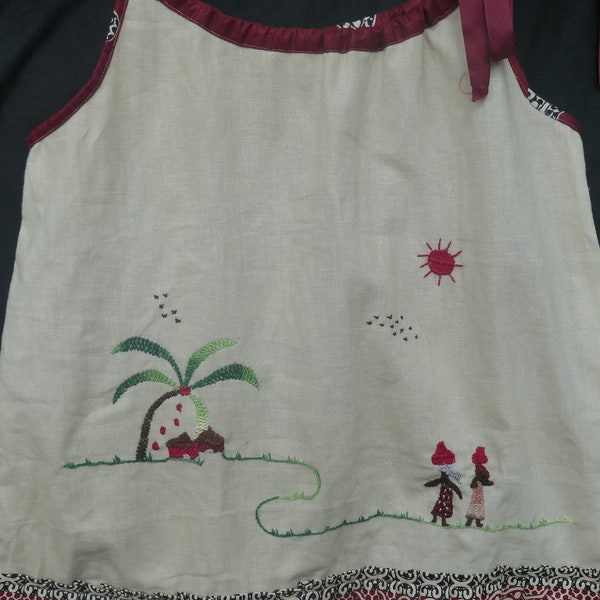 Robe wax avec broderie fait main