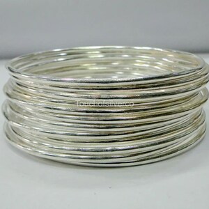 12 PCs Silver Bangles set bracelets, Handmade 925 Sterling Silver Solid Plain Bangles Set Jewelry 画像 4