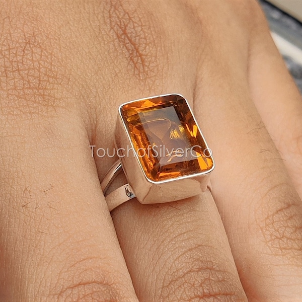 Attractive Citrine Gemstone 925 Sterling Silver Ring* Silver Ring For Women* Silver Band Ring* Gemstone Ring* Silver Ring* Gift For Her