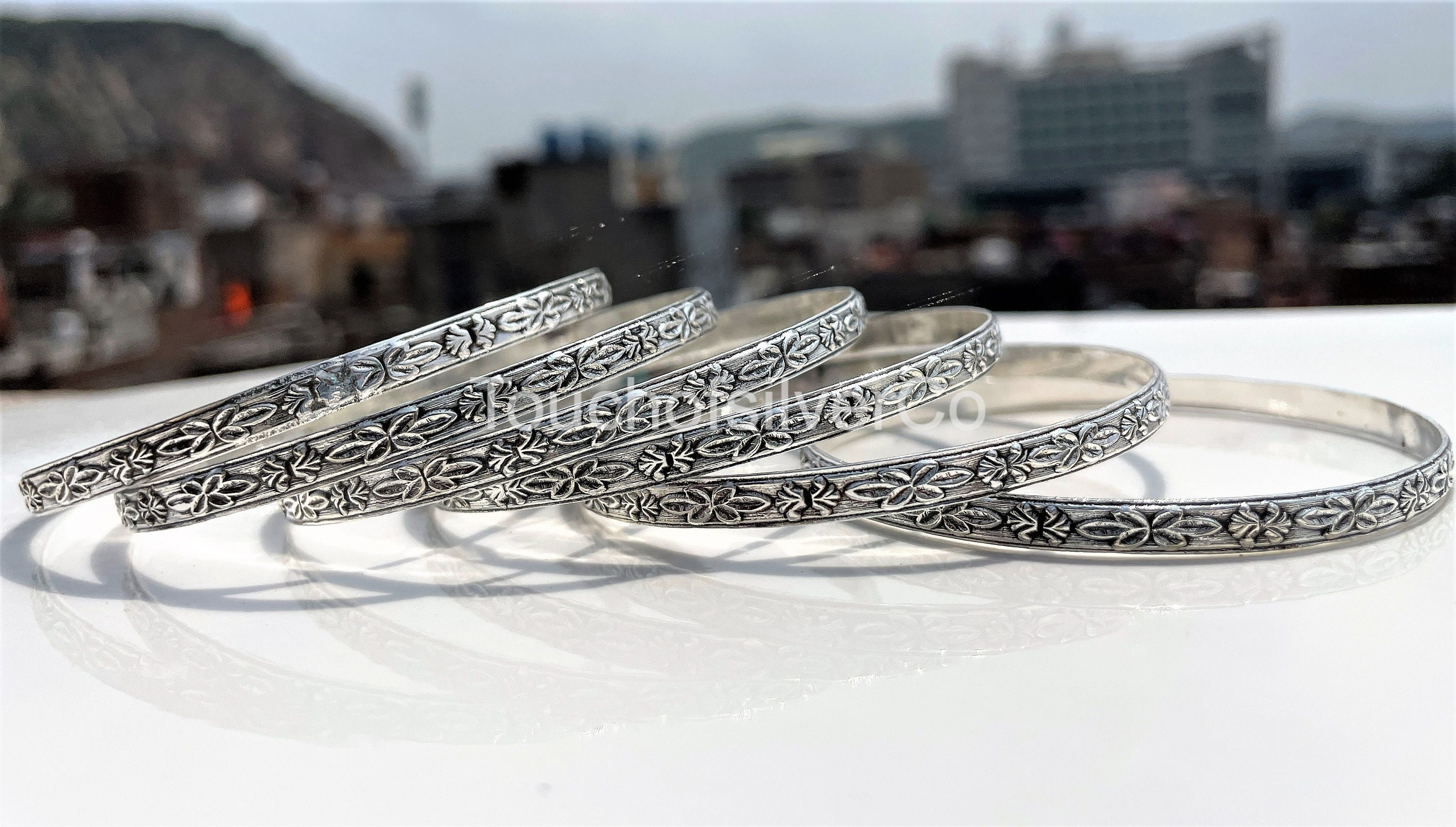 Daesar Bangle Bracelets for Women Sterling Silver 990 Polished Bracelets  and Bangles