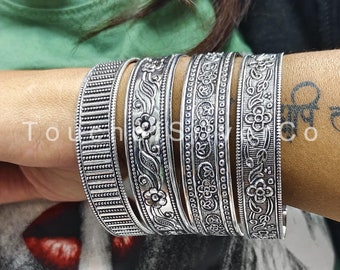 4 Set of bangle, Designer Oxidized Silver Bangle, 925 Silver Bangles, Multi Design Bangles, Bangles For Women, Bangle, Silver Bangle Jewelry