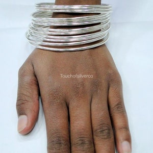 12 PCs Silver Bangles set bracelets, Handmade 925 Sterling Silver Solid Plain Bangles Set Jewelry 画像 2