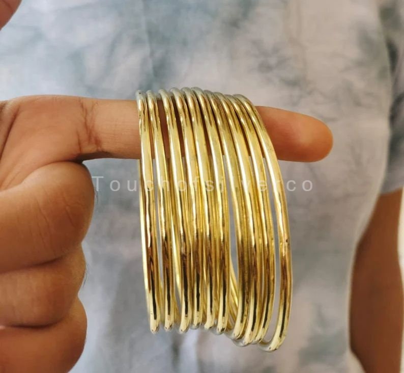 Brass Bracelet, 7 Set of Bangles, Stacking Bracelet, 7 Day Bangles