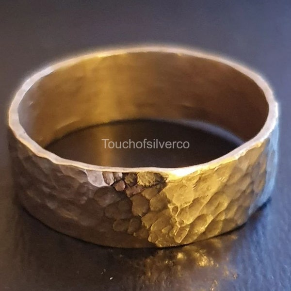 Hammered Solid brass ring, Stackable ring Hammered Ring for Men and Women, Brass ring, Birthday Gift Hammered Band Jewelry