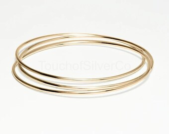 3 Set of bangles, Thin Gold 3 Interlocking Bangles, Silver Bracelet, Russian bangles, Gold Bangles For Woman, Minimalist Bracelet