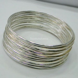 12 PCs Silver Bangles set bracelets, Handmade 925 Sterling Silver Solid Plain Bangles Set Jewelry 画像 3