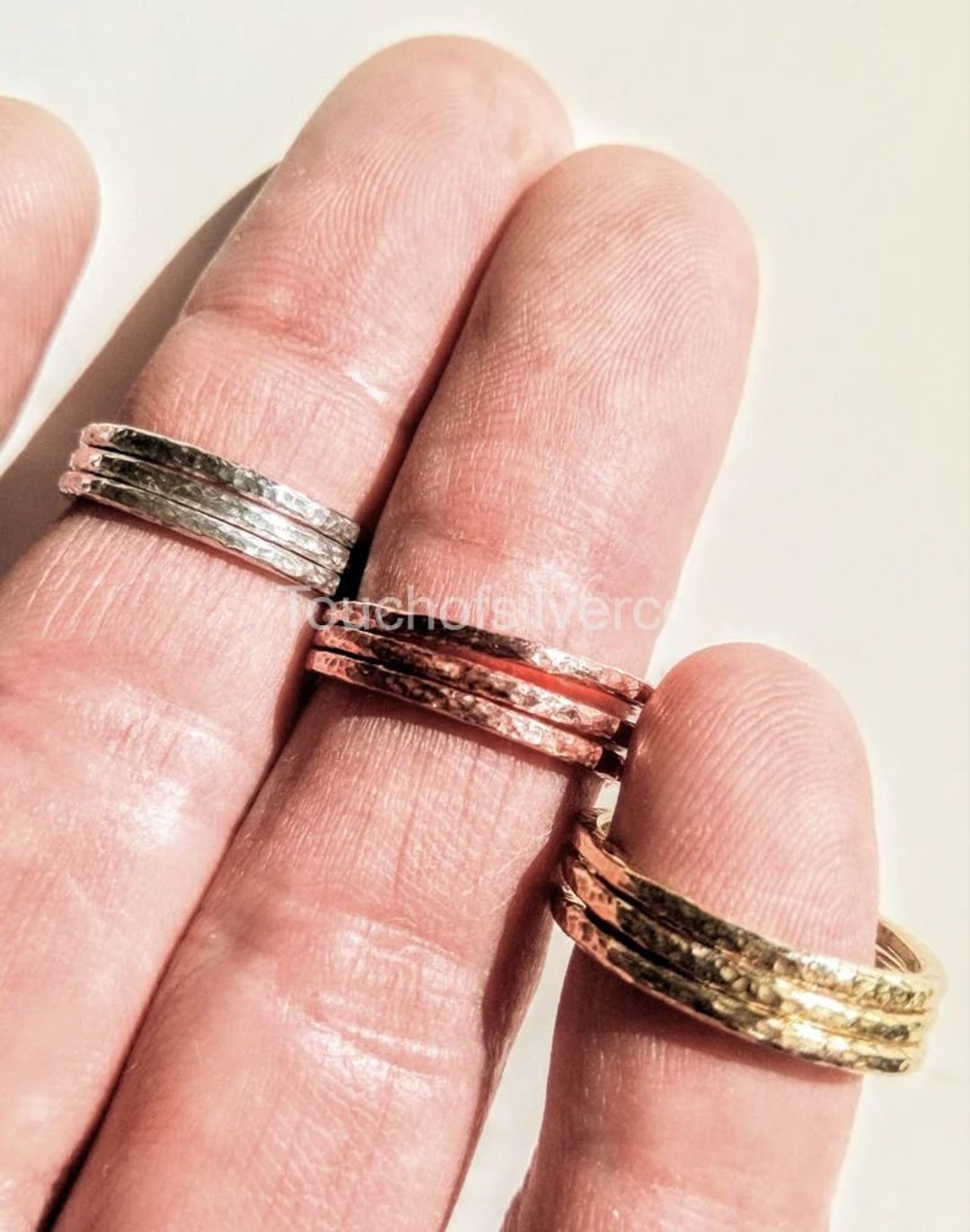Handmade and Hammered Ring Triple Rings Brass Ring Copper Etsy