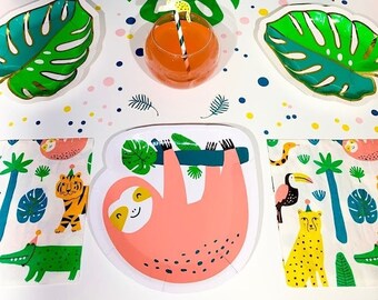 Tropical Safari Sloth Jungle Hawaiian Party Box Table Decor