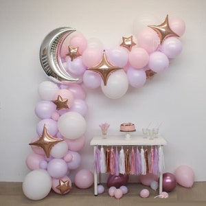 Pink Moon and Star Balloon Arch, Twinkle Twinkle Little Star, Baby Shower Balloon Decor, Birthday Balloon Decor, Celestial Galaxy