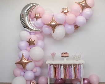 Pink Moon and Star Balloon Arch, Twinkle Twinkle Little Star, Baby Shower Balloon Decor, Birthday Balloon Decor, Celestial Galaxy